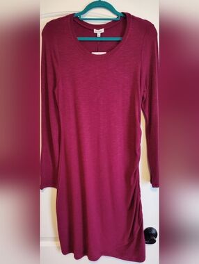 love, Fire Long Sleeve Crewneck Dress in Purple Potion